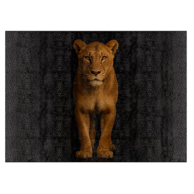 Planche À Découper Black 4 Luxe Glass cutting board Noble Lioness (Devant)
