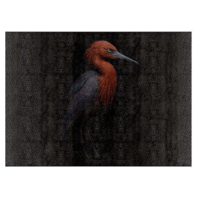 Planche À Découper Black 4 Luxe Glass cutting board Reddish Egret (Devant)