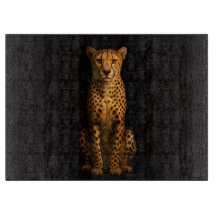 Black 4 Luxe Glass cutting board Sleek Cheetah
