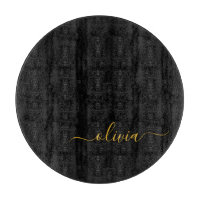 Black Gold Modern Script Girl Monogramme Nom