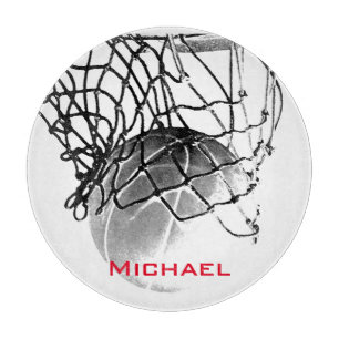 Planche À Découper Black & White Basketball Ajouter Votre Nom