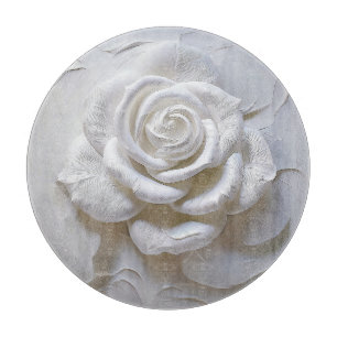 Planche À Découper Blanc sur blanc - Rose sculpté
