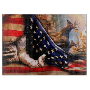 Planche À Découper Blanche Drapeau Américain De Cerf,