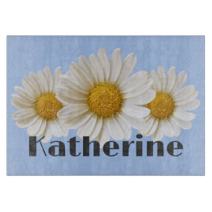 Planche À Découper Blancs avec nom personnalisé bleu