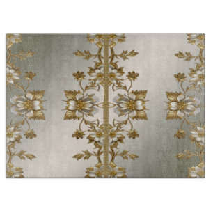 Planche À Découper Blancs Floral Gold Ornate Cutting Board