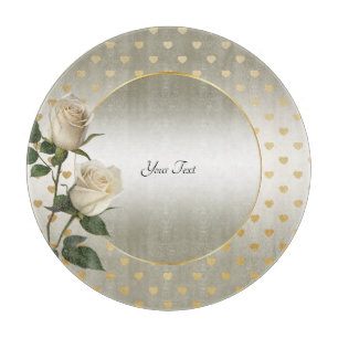 Planche À Découper Blancs Roses Gold Coeurs Coupe