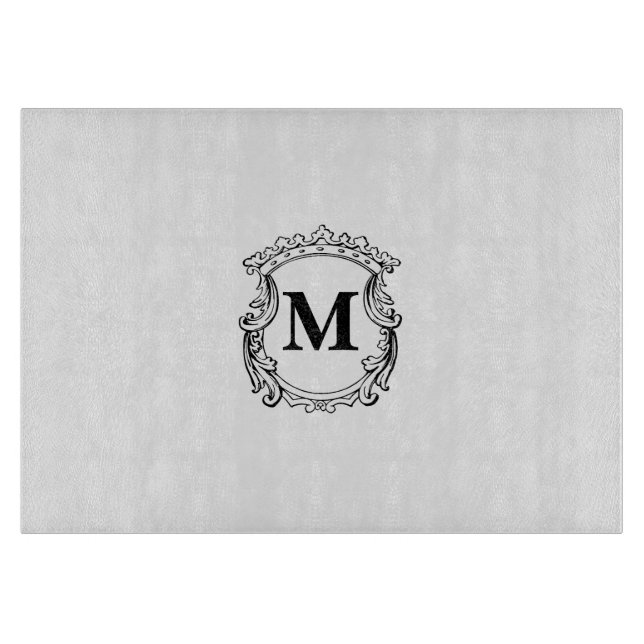 Planche À Découper Blason de monogramme élégant personnalisé (Devant)
