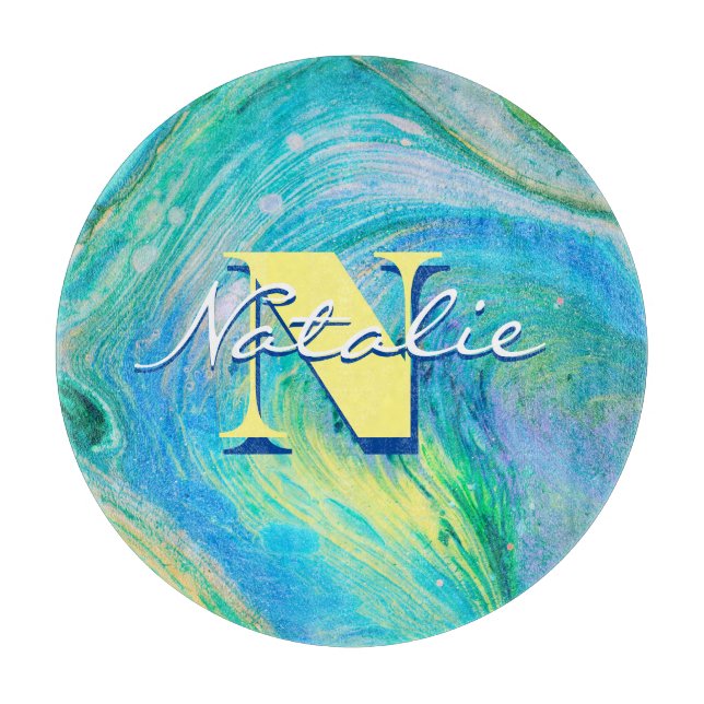 Planche à découper bleu acrylique Aqua (Devant)