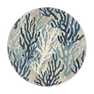 Planche À Découper Bleu Beige Corail