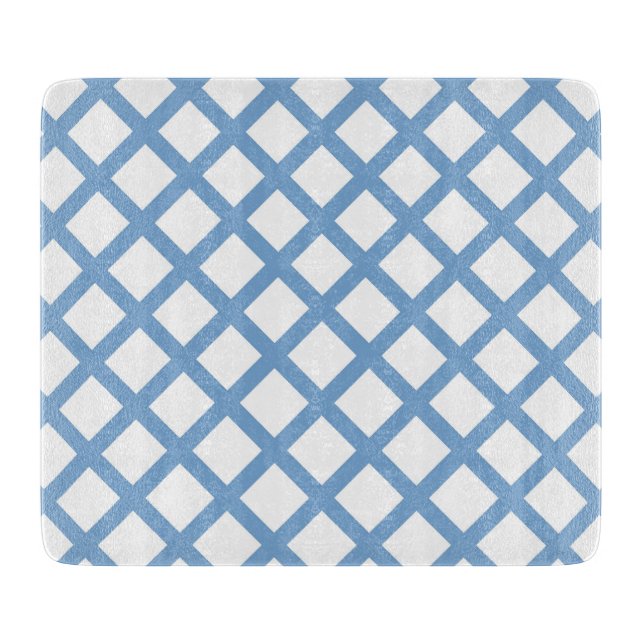 Planche À Découper Bleu Blanc Arlequin Diamond Motif (Devant)