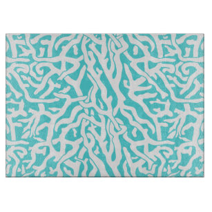 Planche À Découper Bleu blanc nautique de motif de récif coralien de