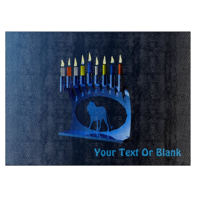 Planche À Découper Bleu brillant Chanukkah Menorah (Devant)