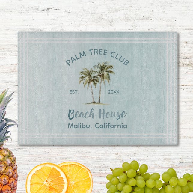 Planche À Découper Bleu clair Palmiers Palmiers Moderne Maison de Pla (In situ)