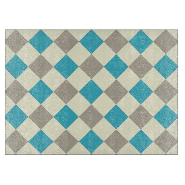 Planche À Découper Bleu et gris à carreaux (Devant)