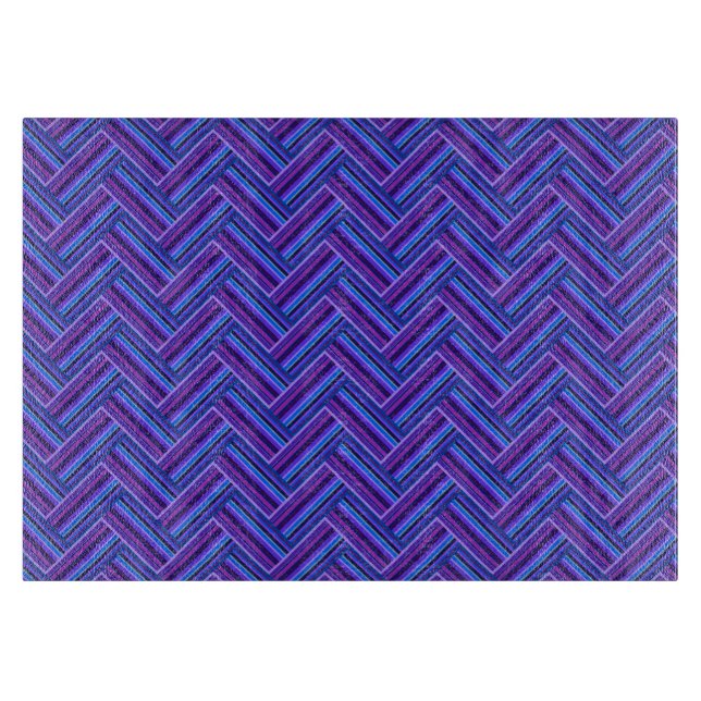 Planche À Découper Bleu et violet rayures double tissage (Devant)