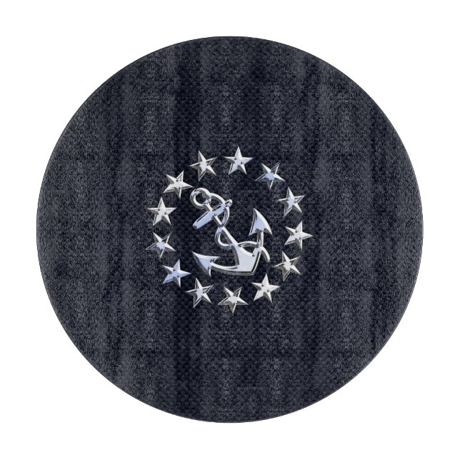 Planche À Découper Bleu fibre de carbone Nautique Chrome Yacht drapea (Devant)