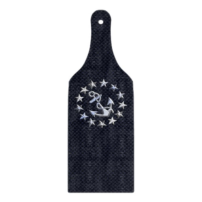 Planche À Découper Bleu fibre de carbone Nautique Chrome Yacht drapea (Devant)