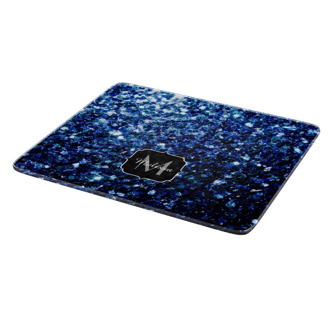 Planche À Découper Bleu foncé profond brillant faux paillettes scinti (Coin)