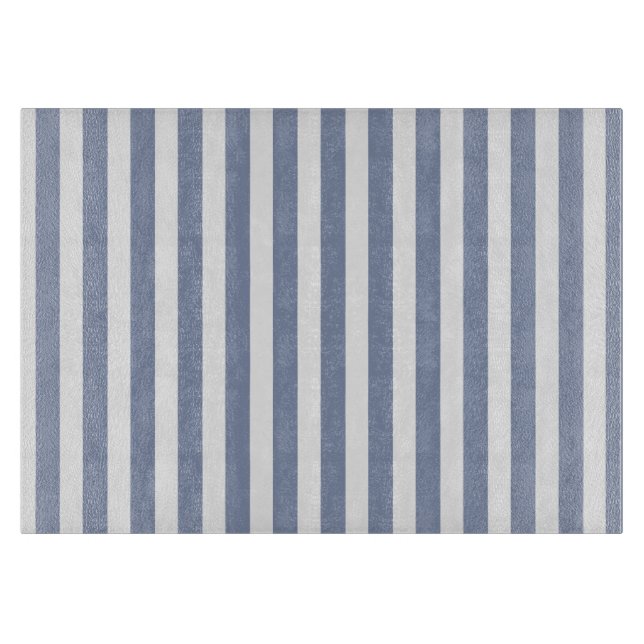 Planche À Découper Bleu gris et blanc rayures de bonbons (Devant)