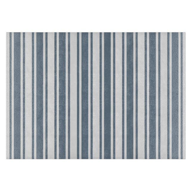 Planche À Découper Bleu gris et blanc rayures de bonbons (Devant)