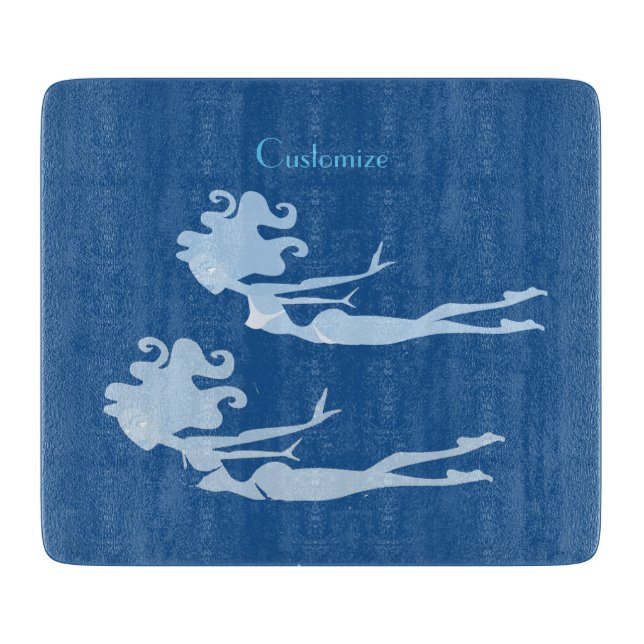 Planche À Découper Bleu Mermaid Swimmer Thunder_Cove (Devant)