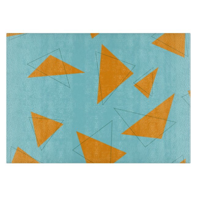 Planche À Découper Bleu, orange, cool, tendance, moderne triangle mot (Devant)