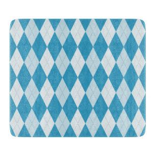 Planche À Découper Bleu paon argyle petite forme de diamant