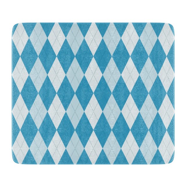 Planche À Découper Bleu paon argyle petite forme de diamant (Devant)