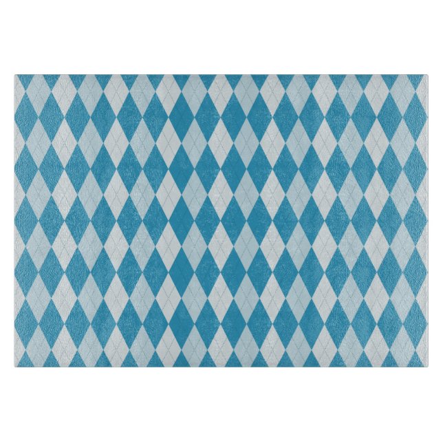 Planche À Découper Bleu paon argyle petite forme de diamant (Devant)