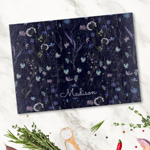 Planche À Découper Bleu pourpre joli Fleur sauvage motif floral