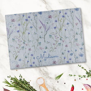 Planche À Découper Bleu pourpre joli Fleur sauvage motif floral