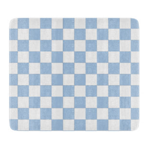Planche À Découper Bleu Poussiéreux et Damier Blanc