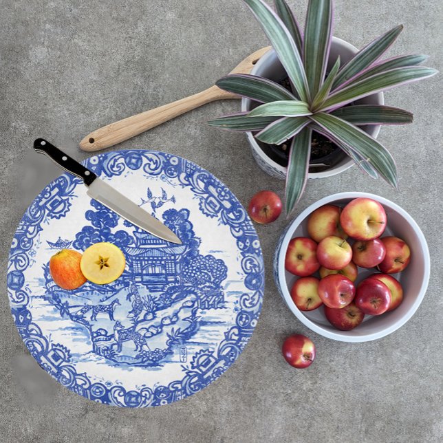 Planche À Découper Bleu renard sauvage Whimsical Floral Scène Oiseaux (Créateur téléchargé)