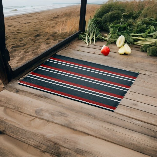 Planche À Découper Bleu Rouge uniforme rayures (Chopping Board)