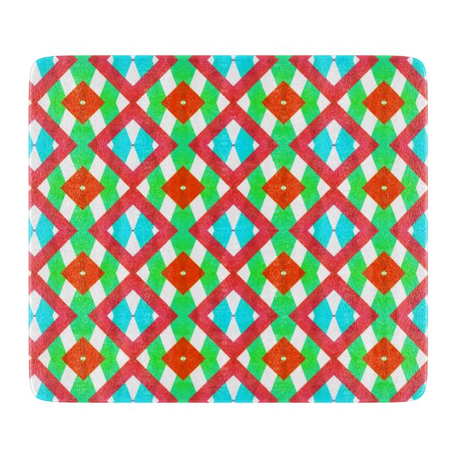 Planche À Découper Bleu, rouge vert Printemps/Pâques diamant (Devant)
