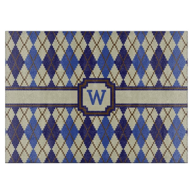 Planche À Découper Bleu Scone Jacquard Verre Découpe (Devant)