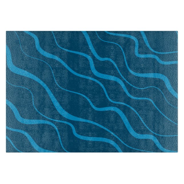 Planche À Découper Bleu, simple, moderne, cool vague abstraction (Devant)