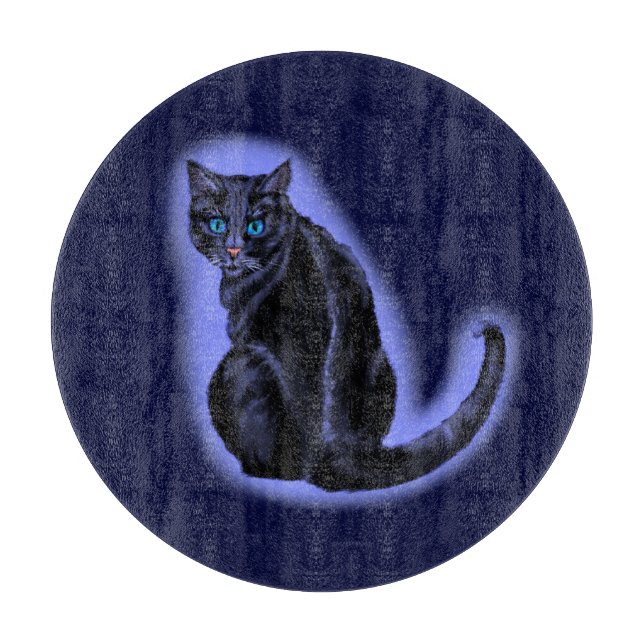 Planche À Découper Bleu teint noir Chat (Devant)