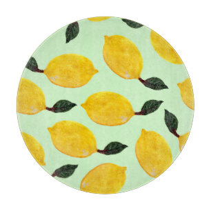 Planche À Découper Bleuets de citron juteux : Aquarelle en papier tra