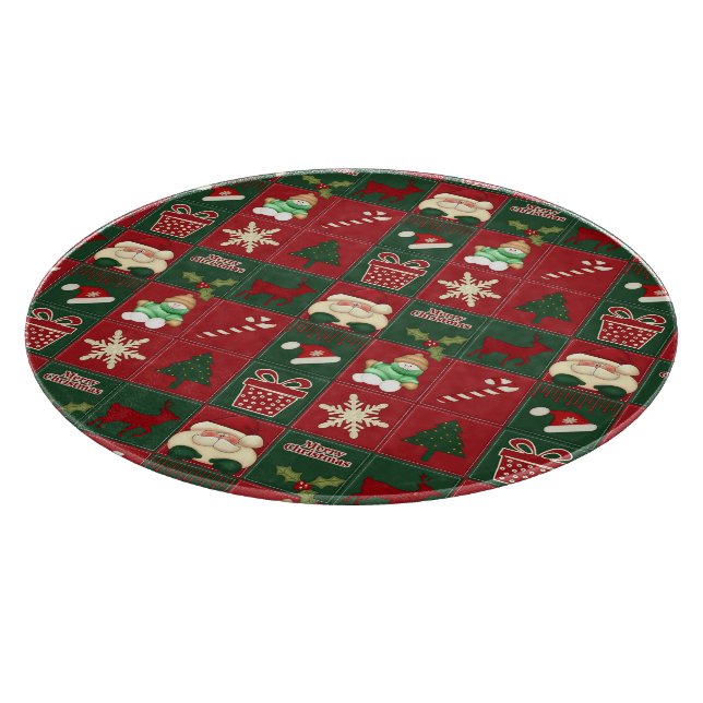 Planche À Découper Blocs de Noël-12po table ronde en VERRE (Coin)