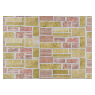 Planche À Découper Blocs roses de feuille d'or d'or à la mode