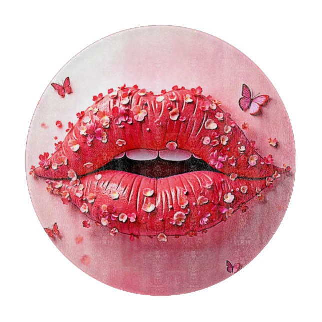 Planche À Découper Blooming Lips: Floral Butterfly Kiss (Devant)