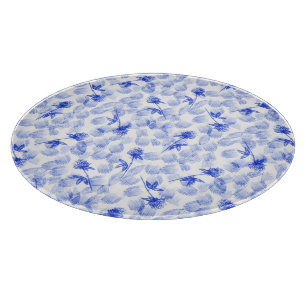 Planche À Découper Blue And White Floral Paint Brush Strokes