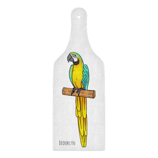 Planche À Découper Blue-and-yellow macaw bird cartoon illustration (Devant)