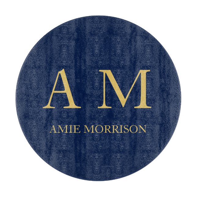 Planche À Découper Blue Gold Colours Professionnel Lettres initiales  (Devant)