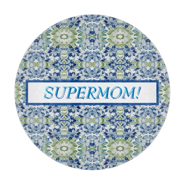Planche À Découper Blue Greem BOHO Floral pattern (Devant)