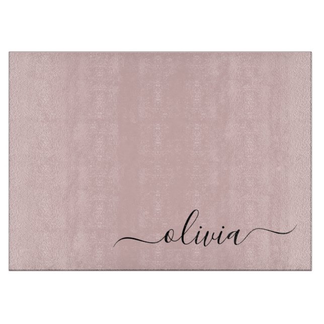 Planche À Découper Blush Dusty rose moderne Script Girl Monogramme No (Devant)