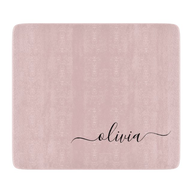 Planche À Découper Blush Dusty rose moderne Script Girl Monogramme No (Devant)