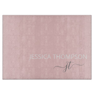 Planche À Découper Blush Rose Nom Monogramme Féminin Simple Script