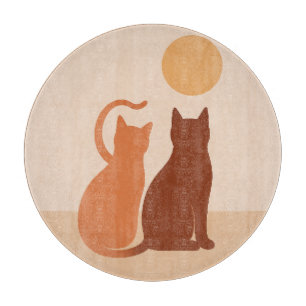 Planche À Découper Boho Cats Sunset Desert Round Cutboard